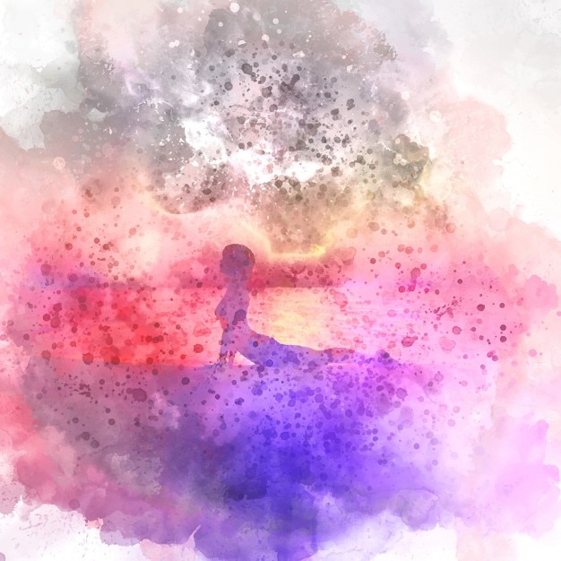 Femme Dans Une Pose De Yoga Avec Un Effet D'aquarelle