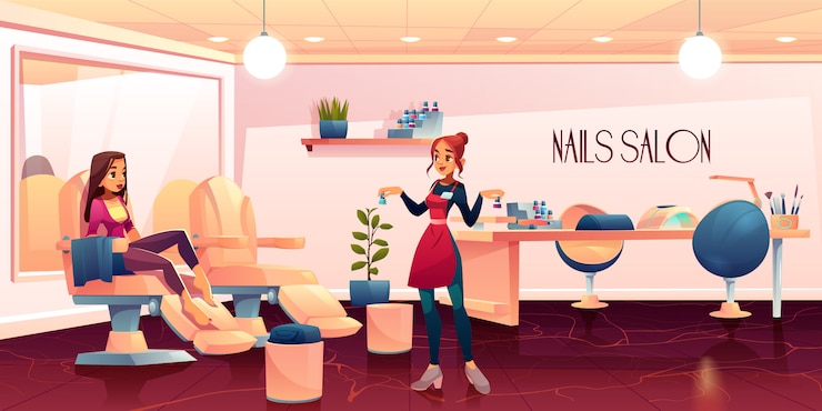 Vecteur gratuit femme dans un salon de pédicure pour une procédure de soin des ongles