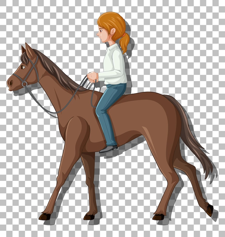 Vecteur gratuit femme, équitation, a, cheval, isolé