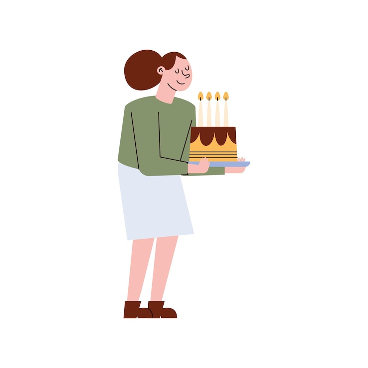 Vecteur gratuit femme avec un gâteau