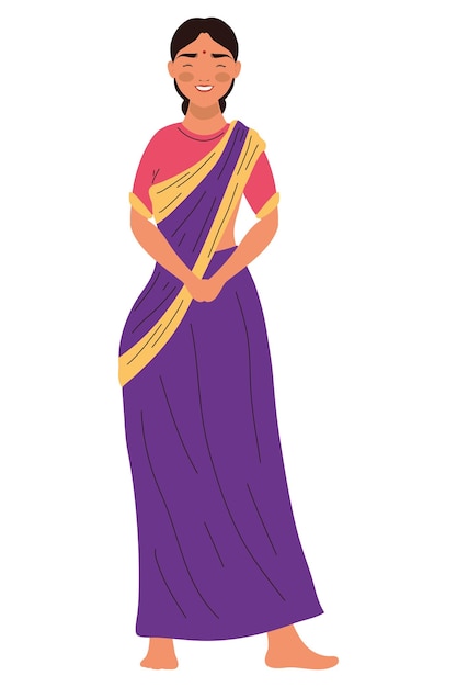 Vecteur gratuit femme indienne avec costume violet