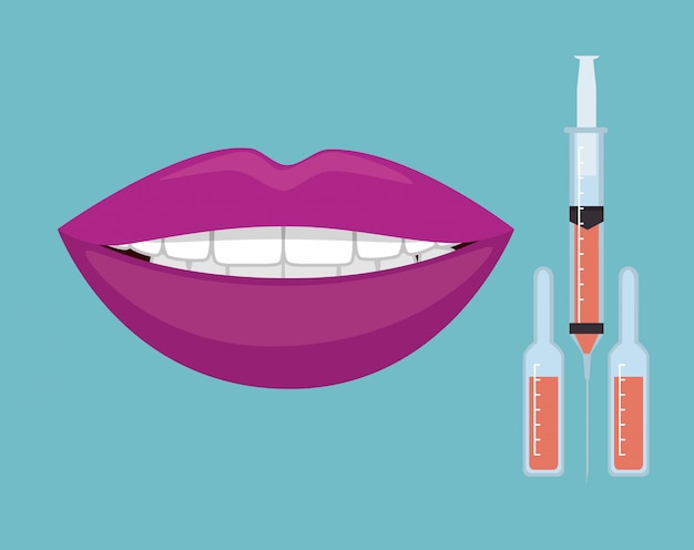 Vecteur gratuit femme lèvres avec des injections de botox