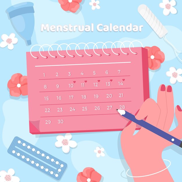 Femme marquant sur son calendrier menstruel