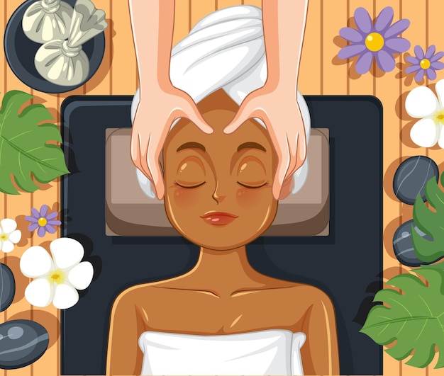 Vecteur gratuit femme obtenant un spa de massage facial