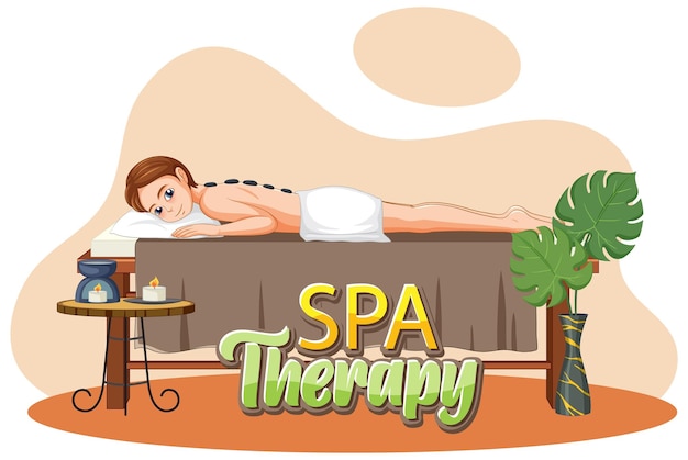 Femme, obtenir, chaud, pierre, massage