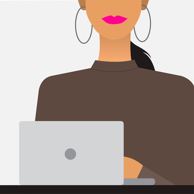 Vecteur gratuit femme, à, a, ordinateur portable, illustration