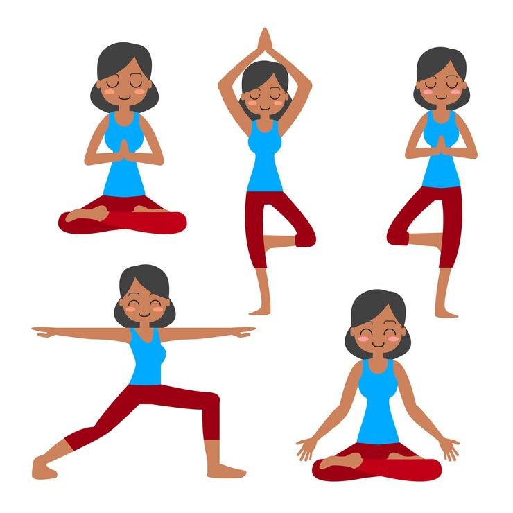 Vecteur gratuit femme pratiquant le yoga dans l'arbre pose. dans l'asana vrikshasana.