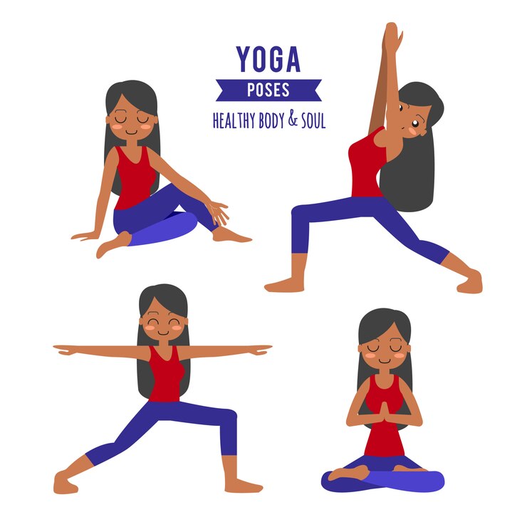Vecteur gratuit femme pratiquant le yoga dans l'arbre pose. dans l'asana vrikshasana.