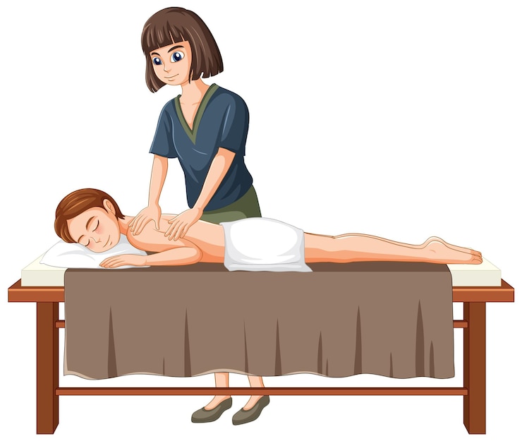 Vecteur gratuit une femme se retour massage spa