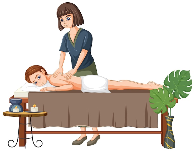 Vecteur gratuit une femme se retour massage spa