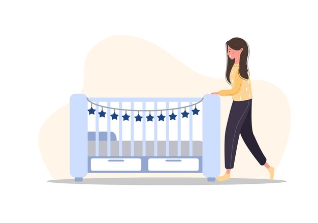 Illustration De Lit Bebe Sur Fond Blanc Jeu De Dessin Anime Icone Lit De Bebe Vecteur Premium Illustration De Lit Bebe Sur Fond Blanc Jeu De Dessin Anime Icone Lit De Bebe Vecteur Premium