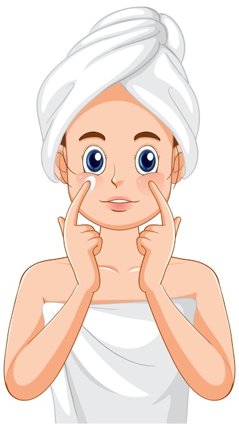 Vecteur gratuit une femme en serviette faisant un massage du visage