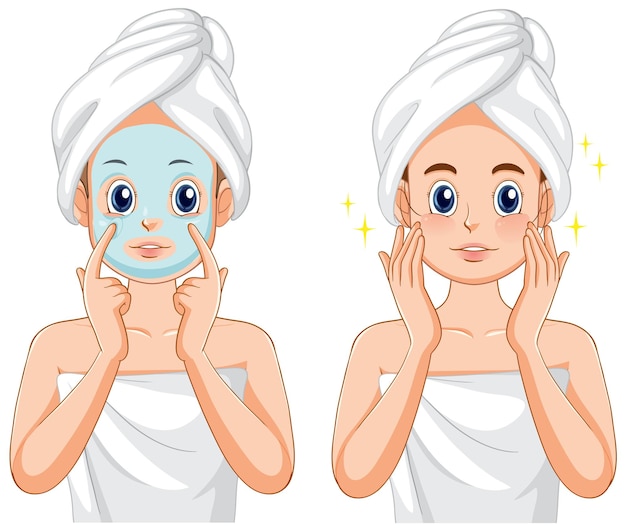 Vecteur gratuit femme spa appliquant un masque facial