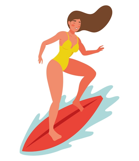 Une Femme Surfe Sur Une Planche De Surf.