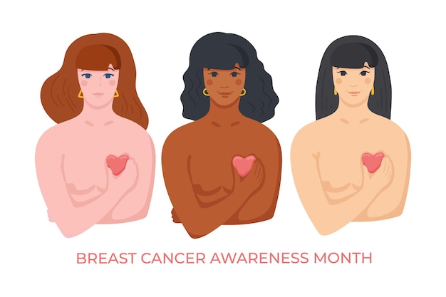 Femmes afro-américaines et caucasiennes asiatiques se tenant ensemble pour soutenir les combattants du cancer du sein