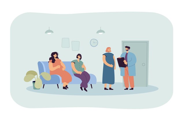 Femmes enceintes faisant la queue à l'hôpital ou à la clinique