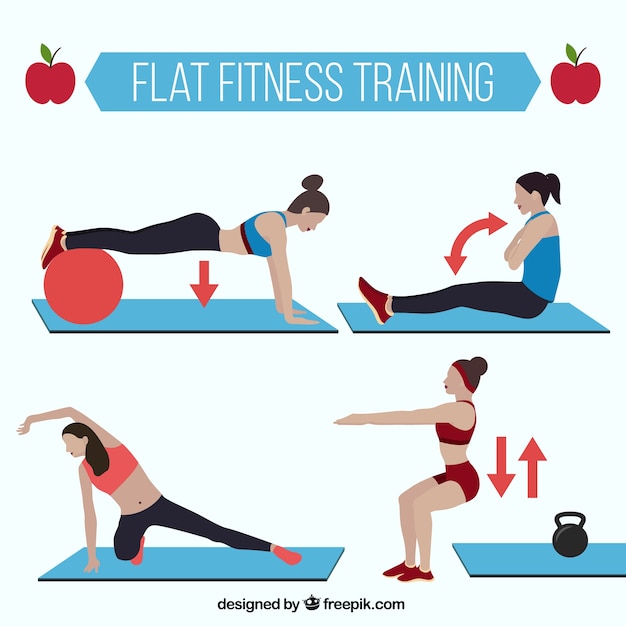 Vecteur gratuit les femmes font des exercices de pilates