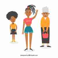 Vecteur gratuit femmes noires de différents âges