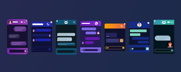 Fenêtre Sombre Du Bot De Chat Plat Avec Robot Chatbot, Avatar