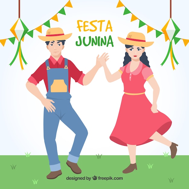 Festa Junina Background Avec Une Danse En Couple