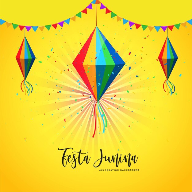 Festa junina décoratif sur la conception de cartes de célébration de lanterne suspendue