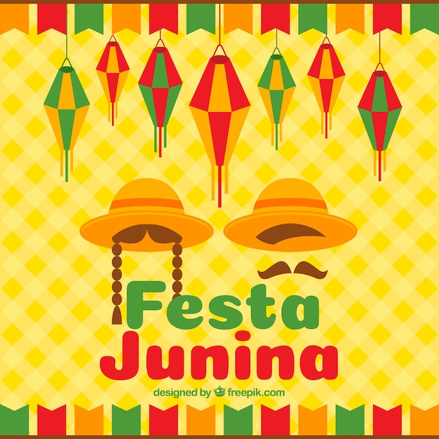 Festa Junina Fond Avec Des Chapeaux Plats