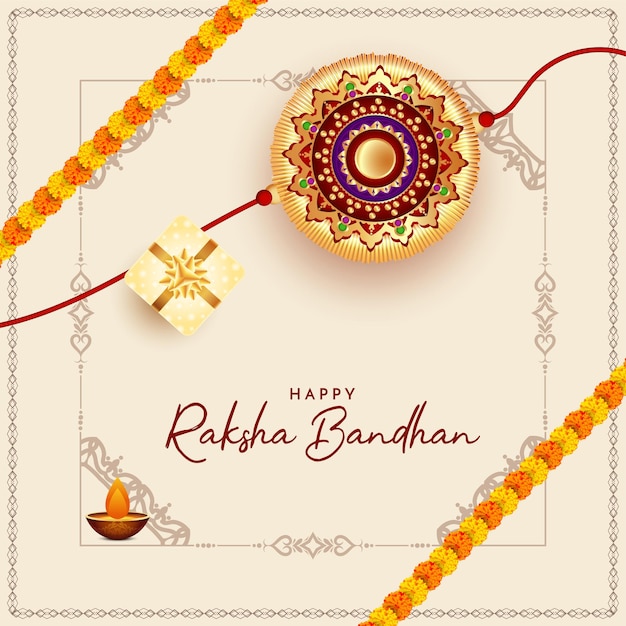 Festival Culturel Indien Happy Raksha Bandhan Carte De Célébration Vecteur