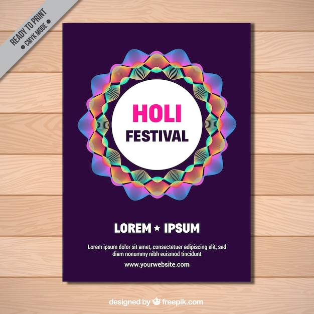 Vecteur gratuit festival de holi abstrait brochure