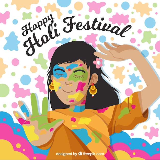 Vecteur gratuit festival de holi joyeux fond plat