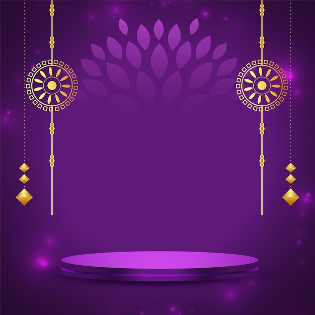 Festival indien raksha bandhan fond violet avec podium 3d