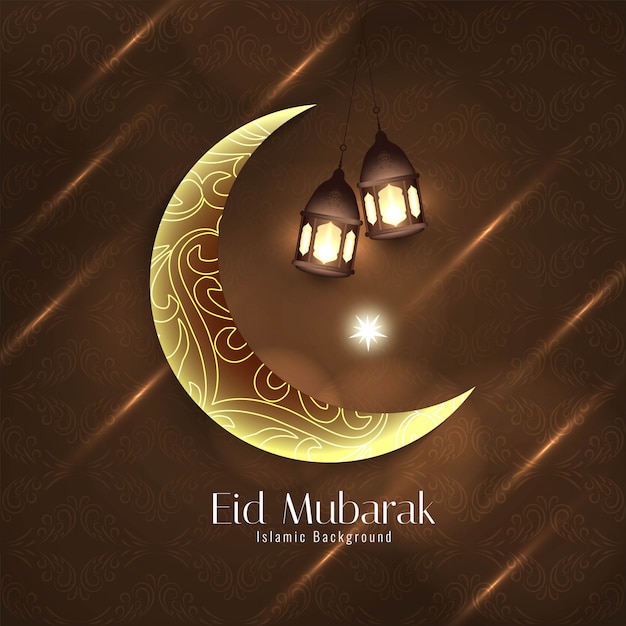 Vecteur gratuit festival islamique eid mubarak avec croissant de lune