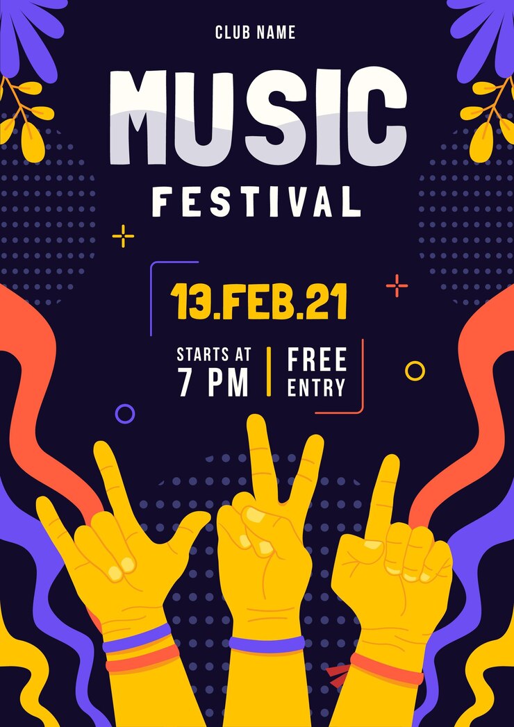 Vecteur gratuit festival de musique flyer illustré