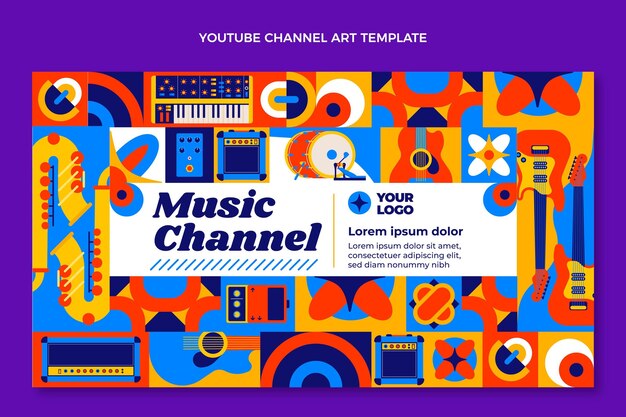 Festival de musique en mosaïque design plat