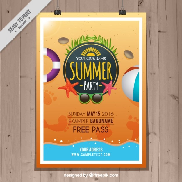 Vecteur gratuit fête d'été sur l'affiche de plage