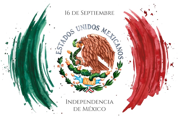 Fête de l'indépendance du Mexique aquarelle
