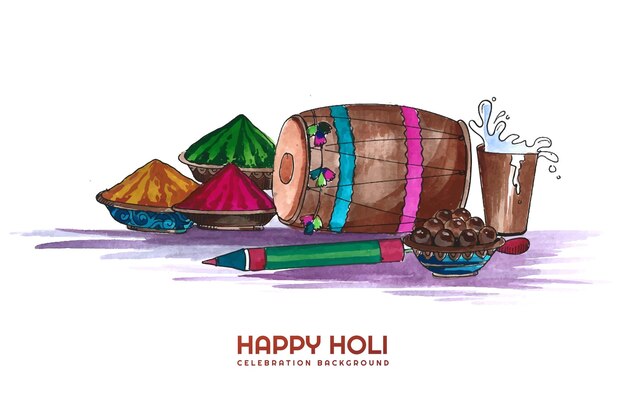 Fête indienne des couleurs avec fond de carte de fête holi