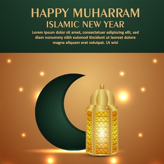 Fête islamique joyeux muharram célébration carte de voeux avec illustration vectorielle