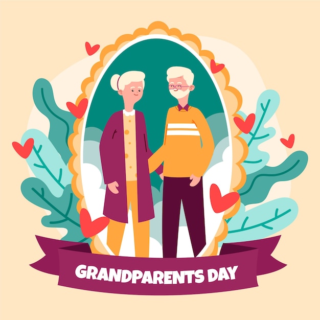 Vecteur gratuit fête nationale des grands-parents dessinés à la main