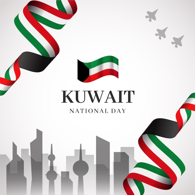 Vecteur gratuit fête nationale et ville réalistes du koweït