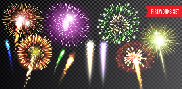 Feu D Artifice Festif Sur Fond Transparent Fonce Vecteur Gratuite