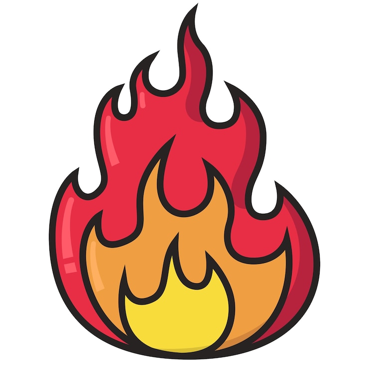 Vecteur gratuit feu, flamme, dessin animé, style