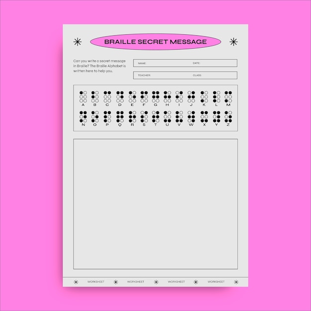 Vecteur gratuit feuille de calcul de l'alphabet braille moderne