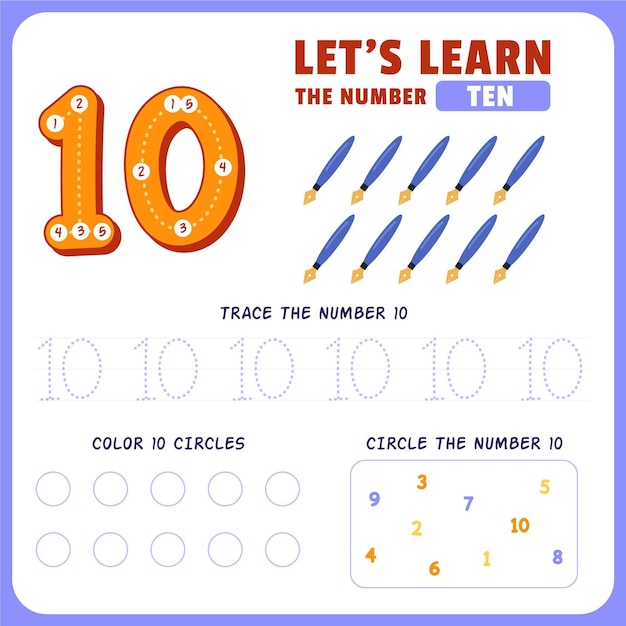 Vecteur gratuit feuille de calcul numéro 10