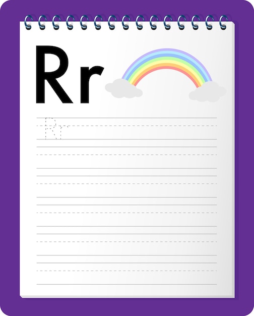 Feuille De Calcul De Traçage De L'alphabet Avec La Lettre R Et R