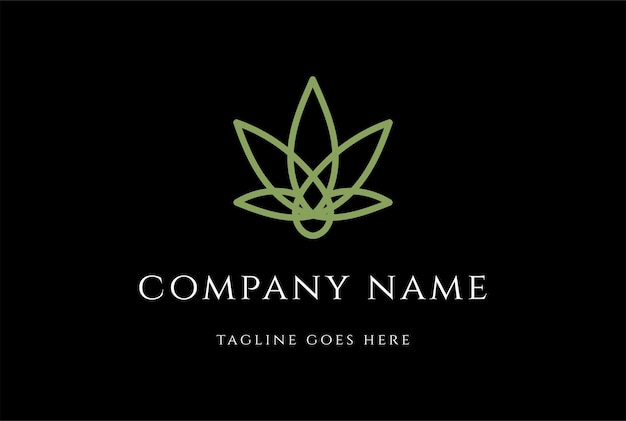 Feuille de cannabis ganja marijuana minimaliste simple avec goutte d'huile pour vecteur de conception de logo d'huile de chanvre cbd