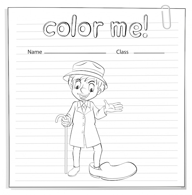 Vecteur gratuit une feuille de coloriage avec un homme