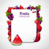 Vecteur gratuit feuille de papier décorée de fruits