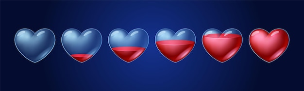 Vecteur gratuit feuille de sprite d'animation de jeu de progression de remplissage de coeur