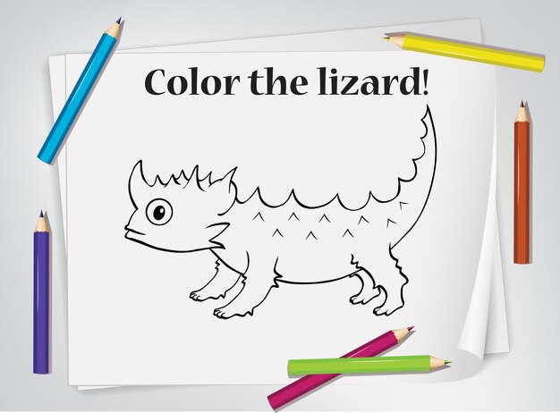 Feuille de travail de coloriage de lézard d'enfants