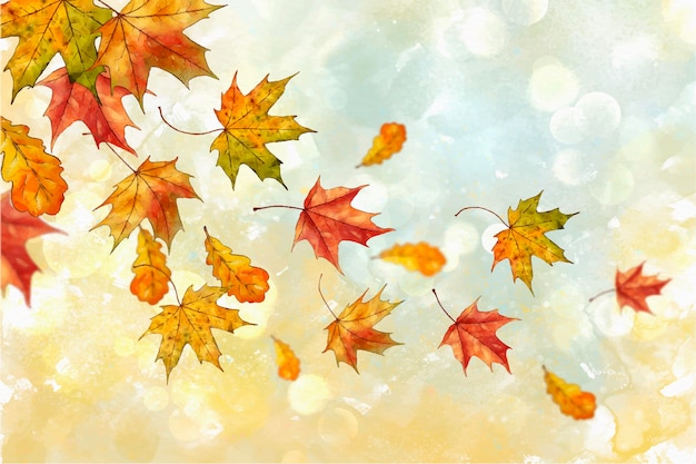 Feuilles D'automne Aquarelle Tombant